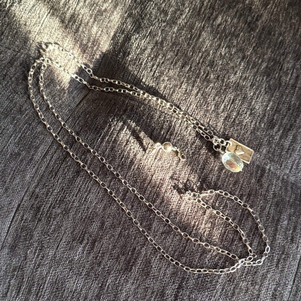 Double Layered Silver Heart Necklace - Picture 8 of 10